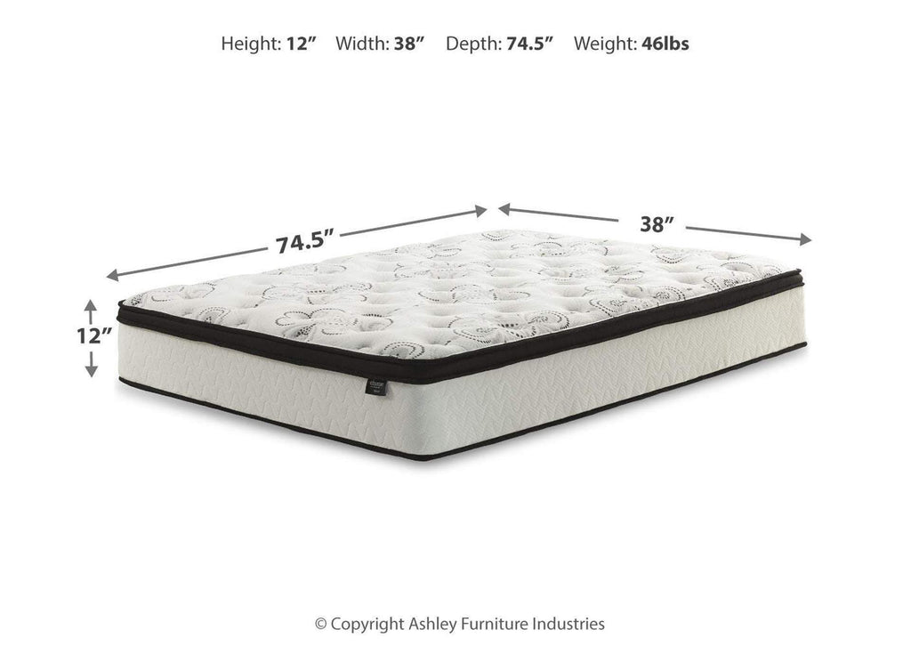 Chime 12 Inch Hybrid Twin Mattress in a Box dimensions