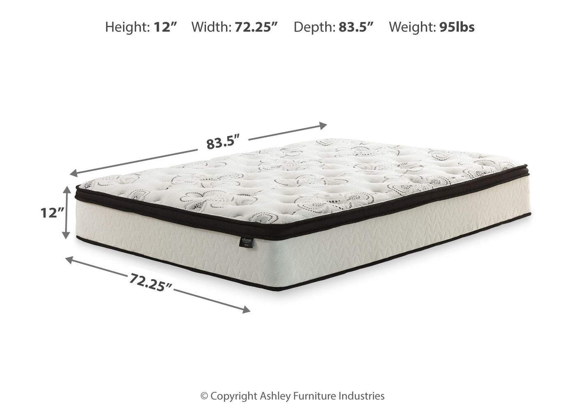 Chime 12 Inch Hybrid California King Mattress and Foundation Set dimensions
