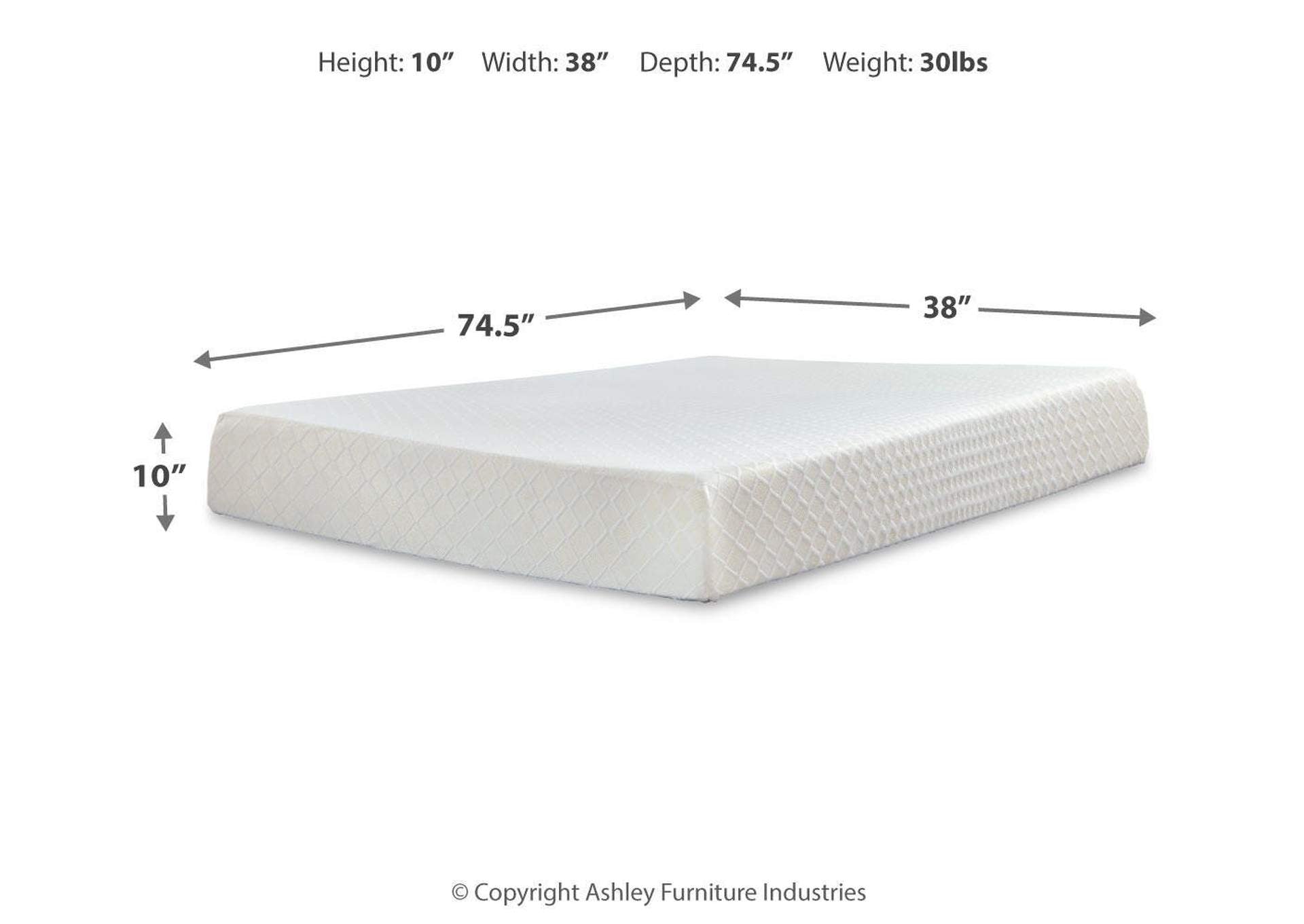 Socalle Twin Platform Bed with Chime 10 Inch Firm Memory Foam Mattress dimensions