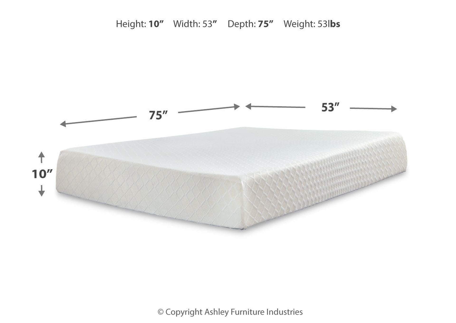Calverson Full Platform Bed with Chime 10 Inch Firm Memory Foam Mattress dimensions