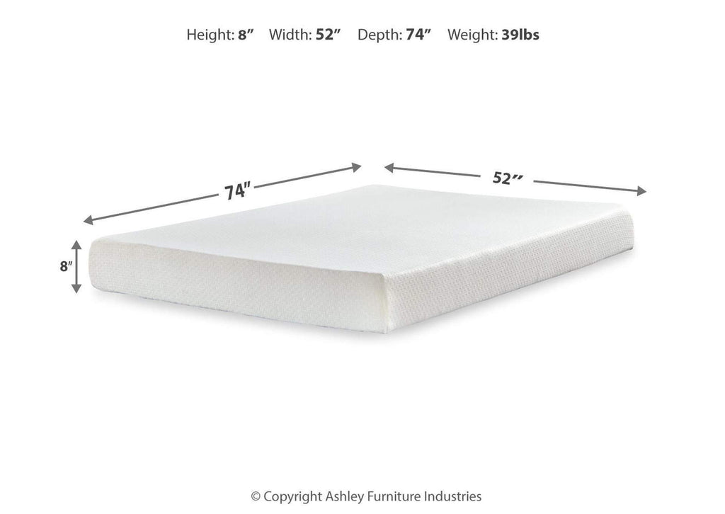 Calverson Full Platform Bed with Chime 8 Inch Medium Memory Foam Mattress dimensions