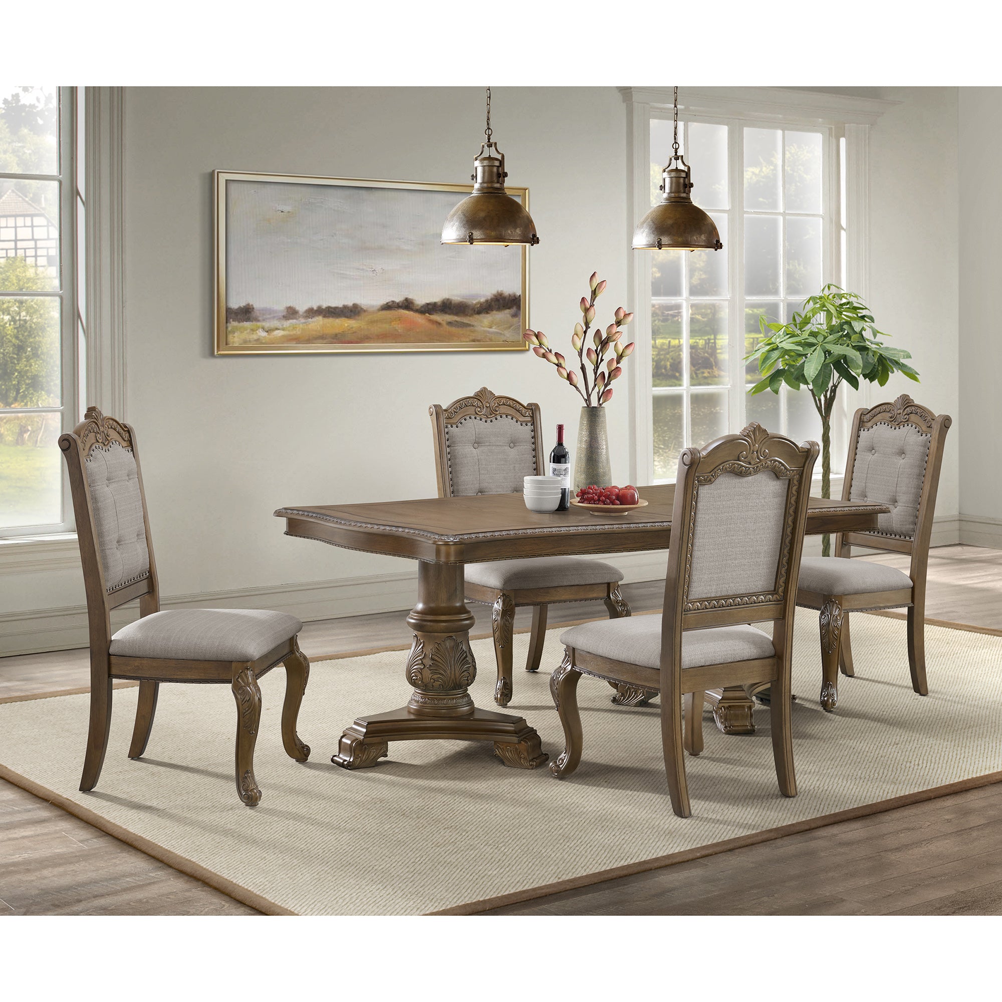 Madison Park Dining Side Chair With Beige Fabric In Walnut (2 Per Carton)