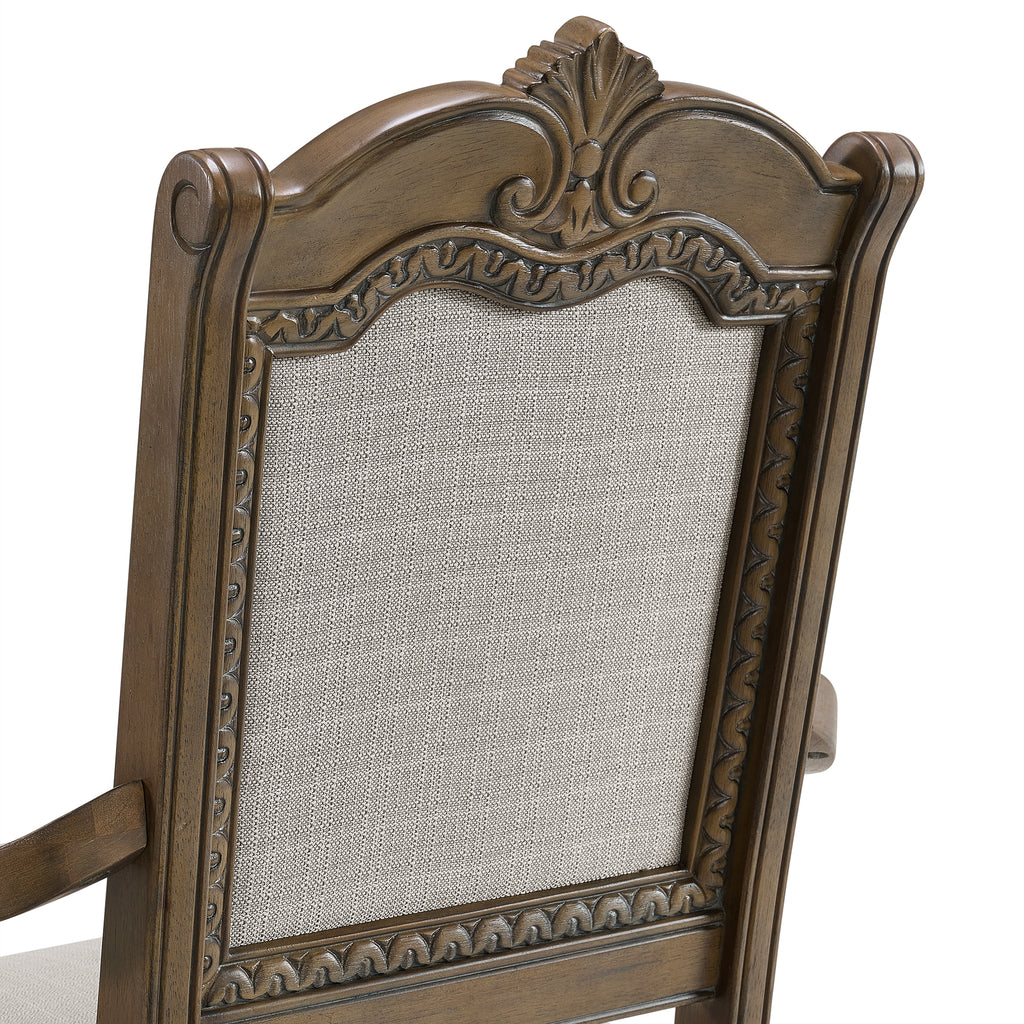 Madison Park Dining Arm Chair With Beige Fabric In Walnut (2 Per Carton)
