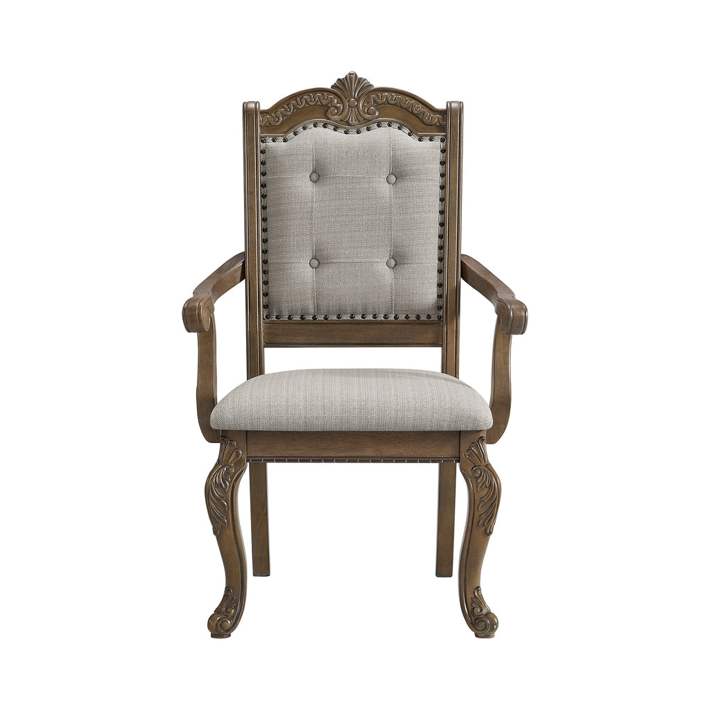 Madison Park Dining Arm Chair With Beige Fabric In Walnut (2 Per Carton)