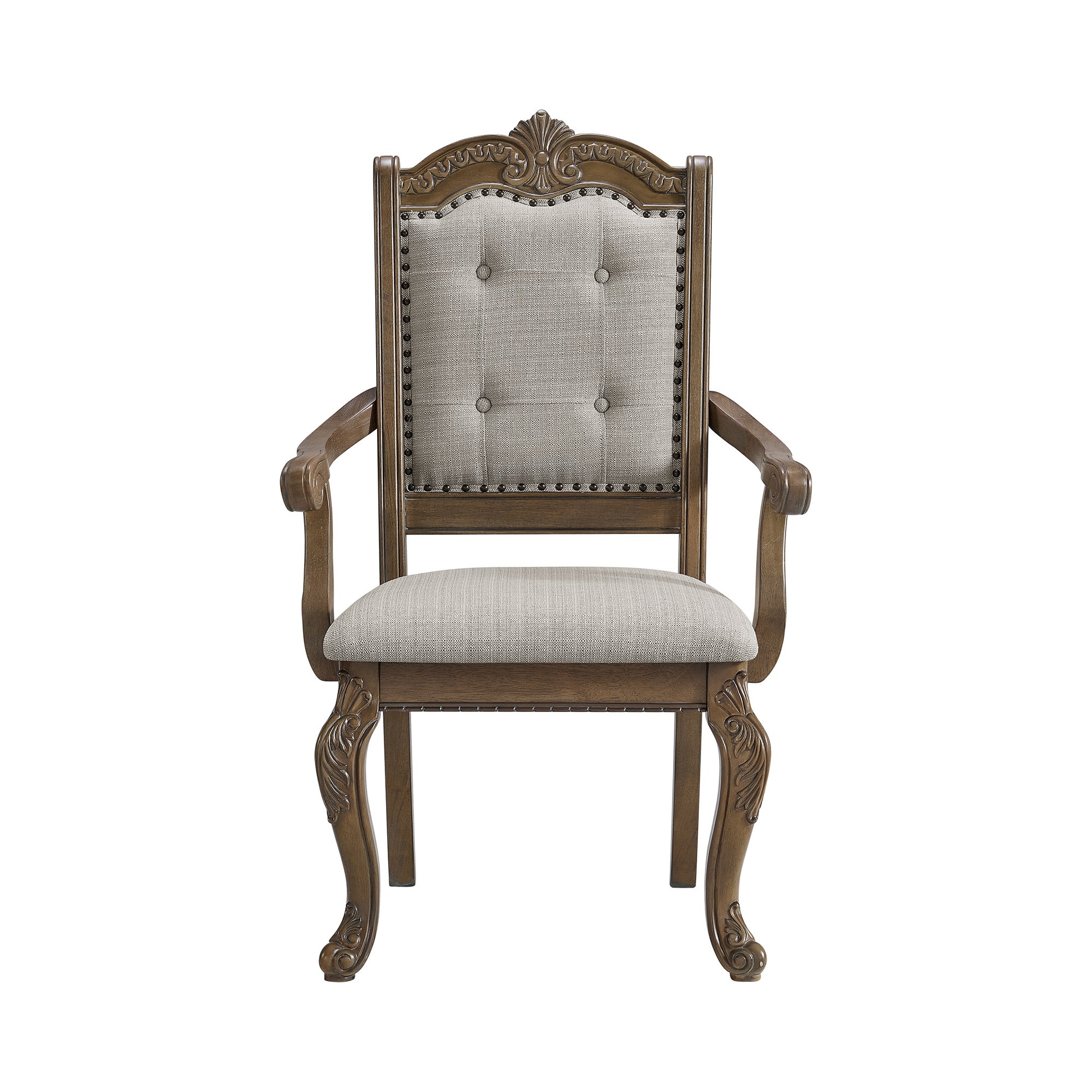 Madison Park Dining Arm Chair With Beige Fabric In Walnut (2 Per Carton)