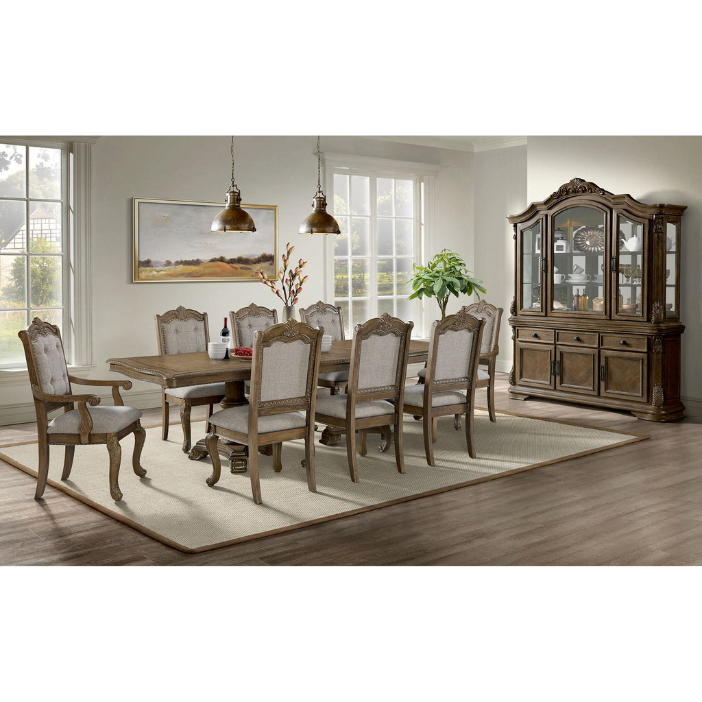 Madison Park Dining Arm Chair With Beige Fabric In Walnut (2 Per Carton)