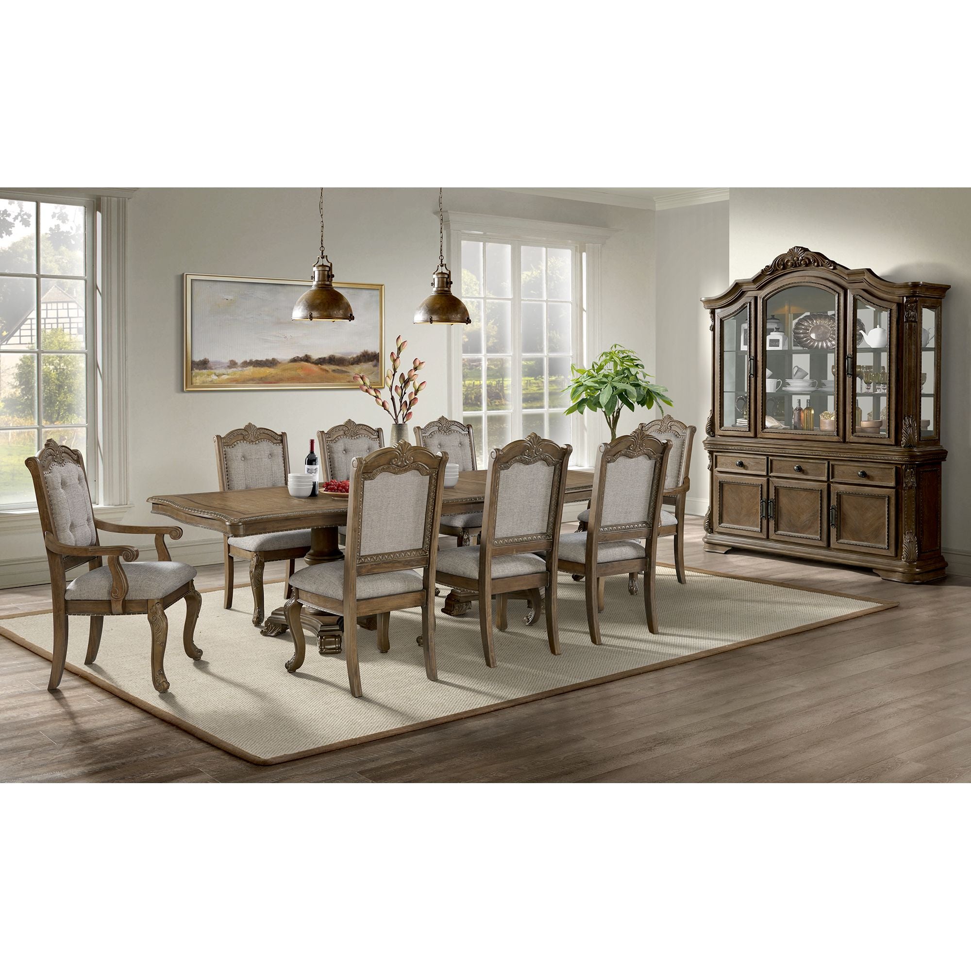 Madison Park Dining Arm Chair With Beige Fabric In Walnut (2 Per Carton)