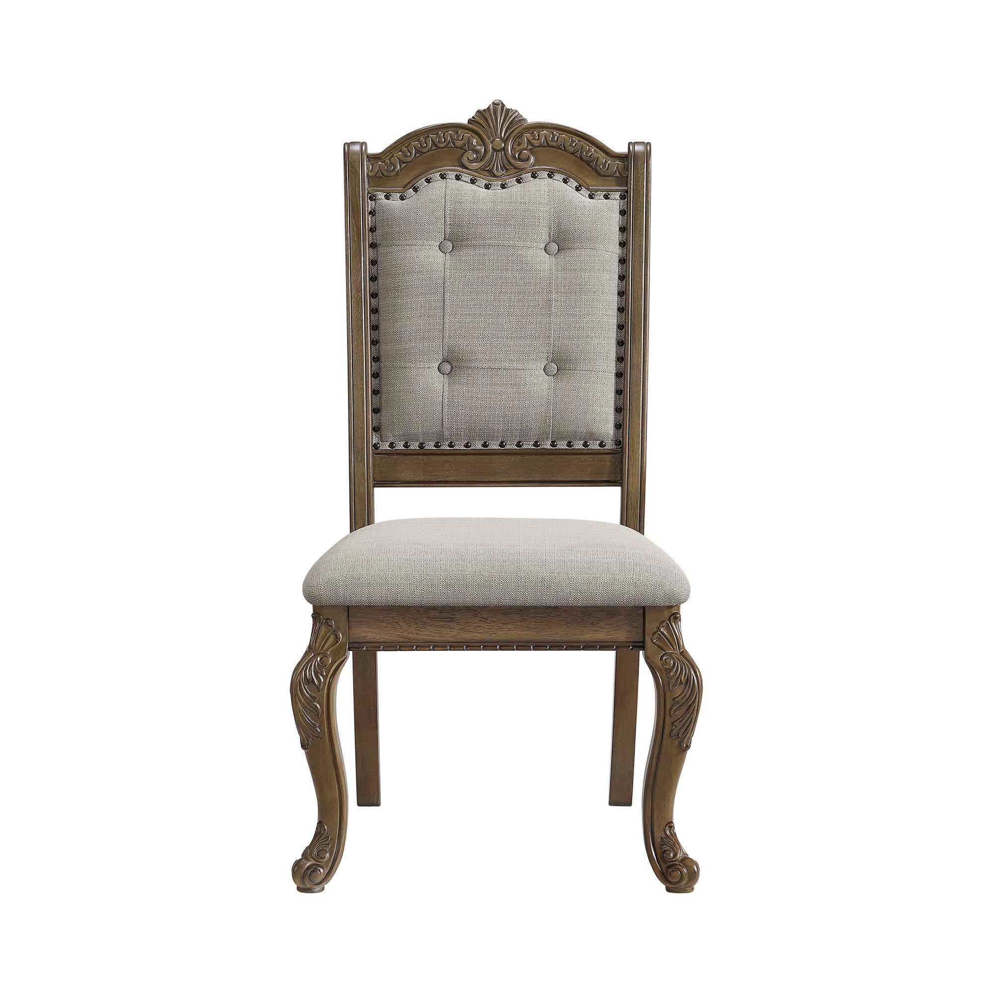 Madison Park Dining Side Chair With Beige Fabric In Walnut (2 Per Carton)
