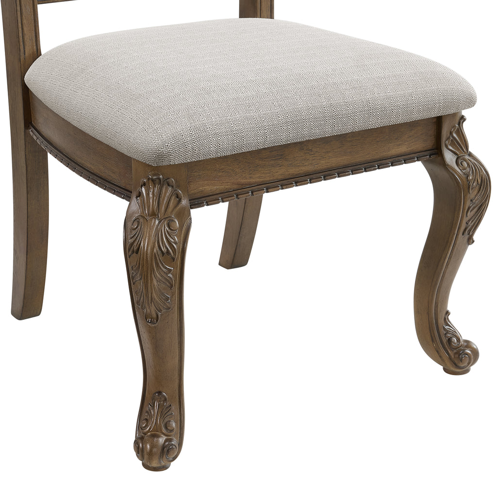 Madison Park Dining Side Chair With Beige Fabric In Walnut (2 Per Carton)