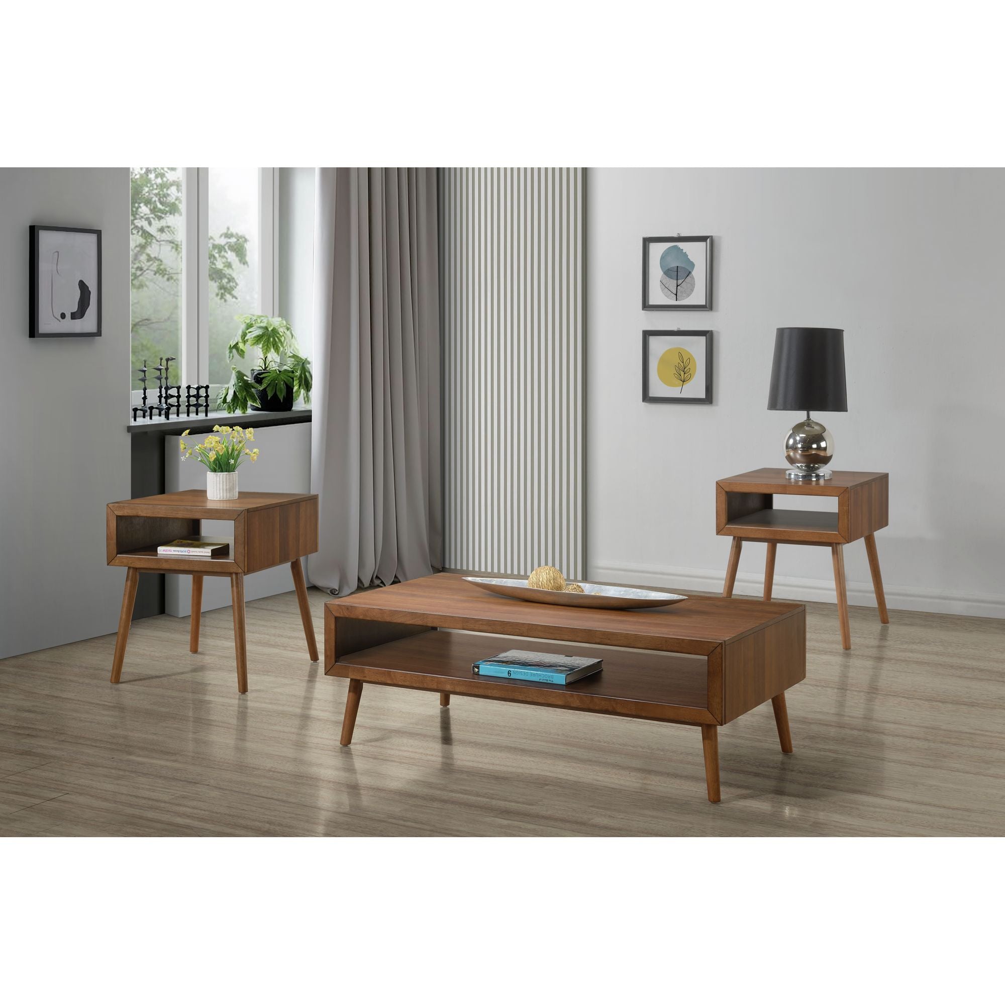 Malibu Three Pack Occasional Set In Walnut
