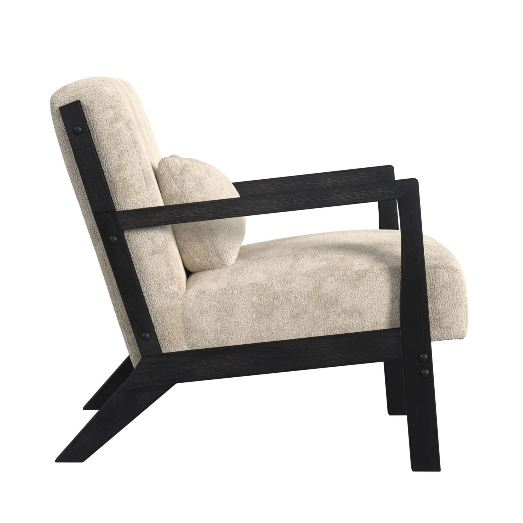 Marina Chair With Kidney Pillow In Langley Cream And Brushed Espresso Finish