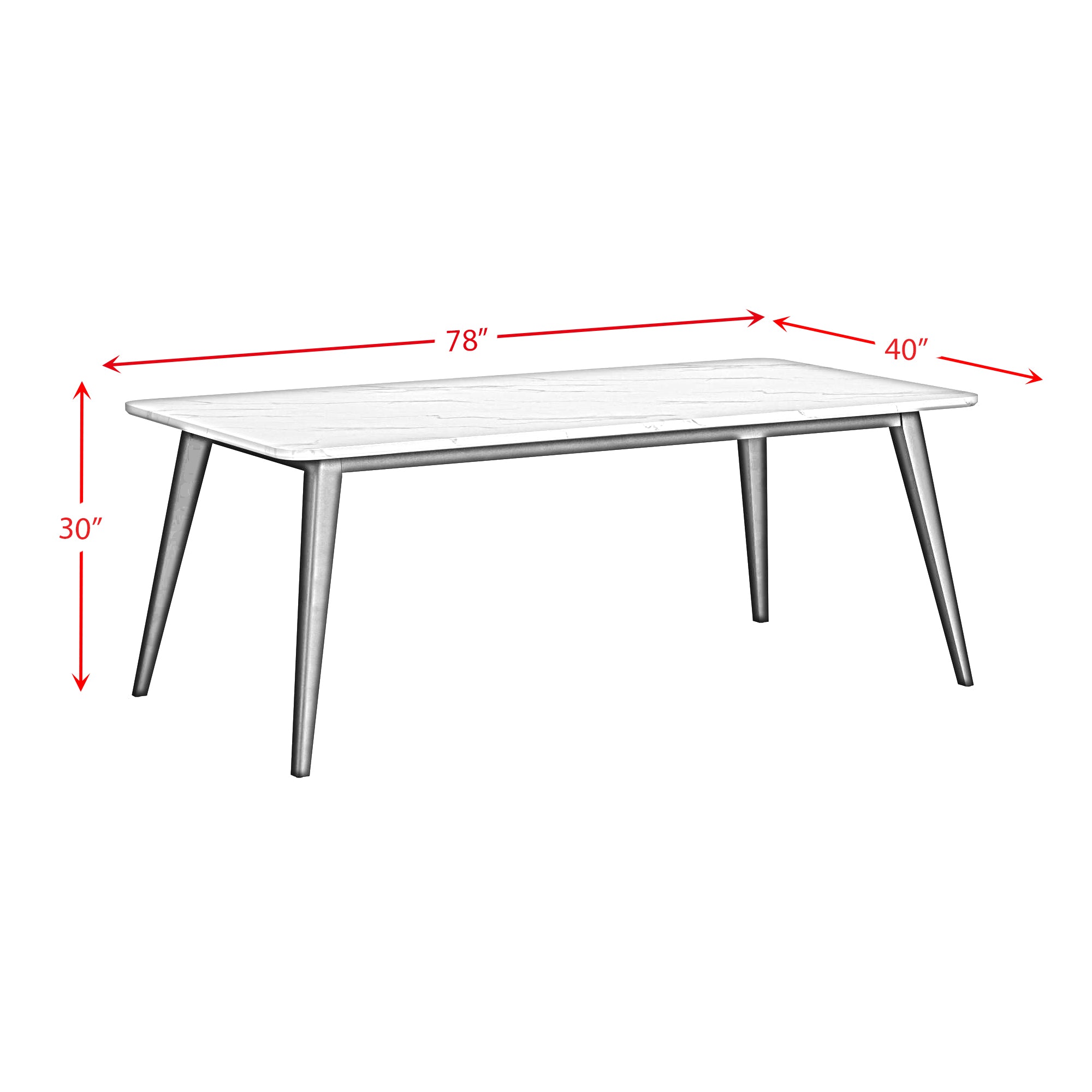 Marlene Dining Table With White Faux Marble Top In Black