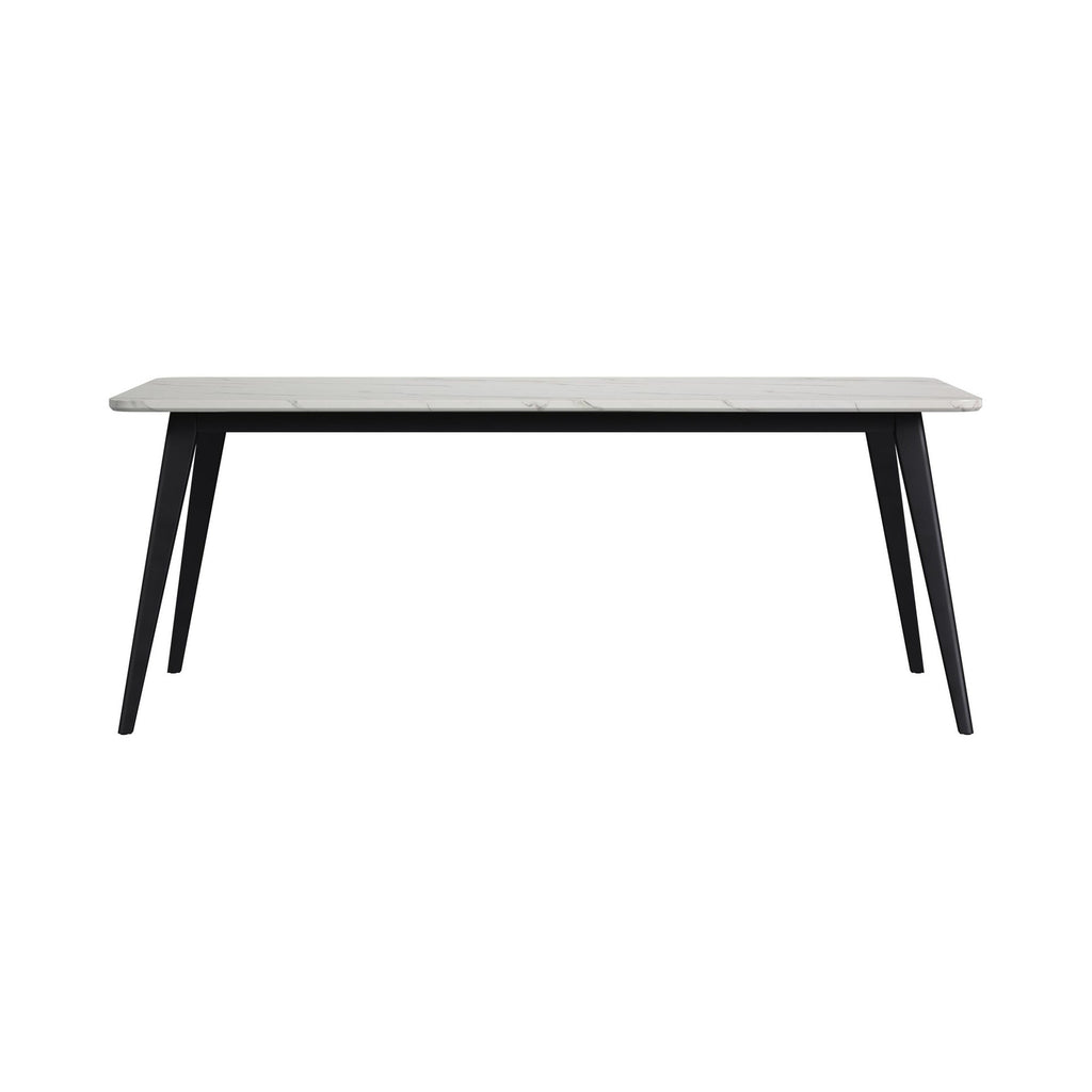 Marlene Dining Table With White Faux Marble Top In Black