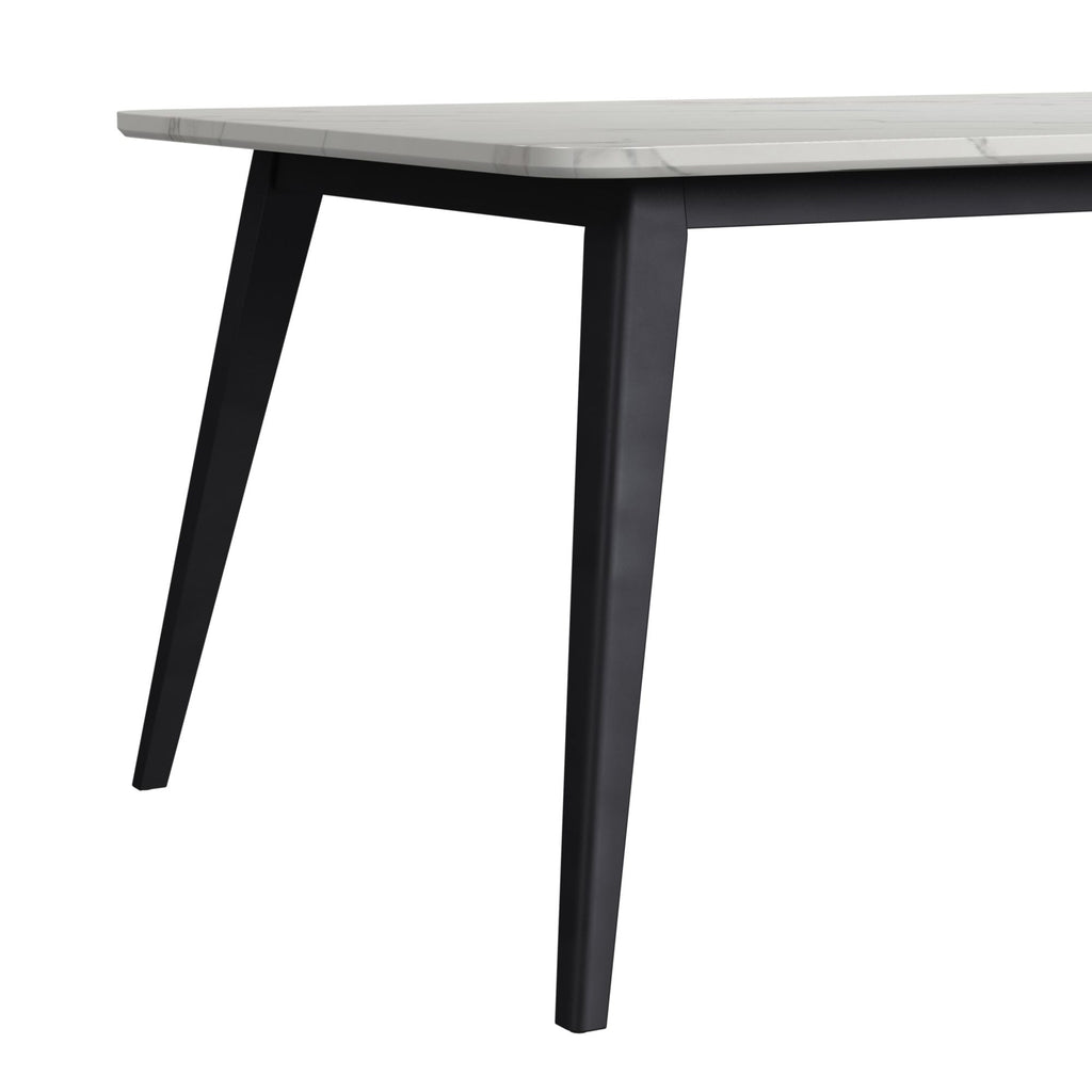 Marlene Dining Table With White Faux Marble Top In Black