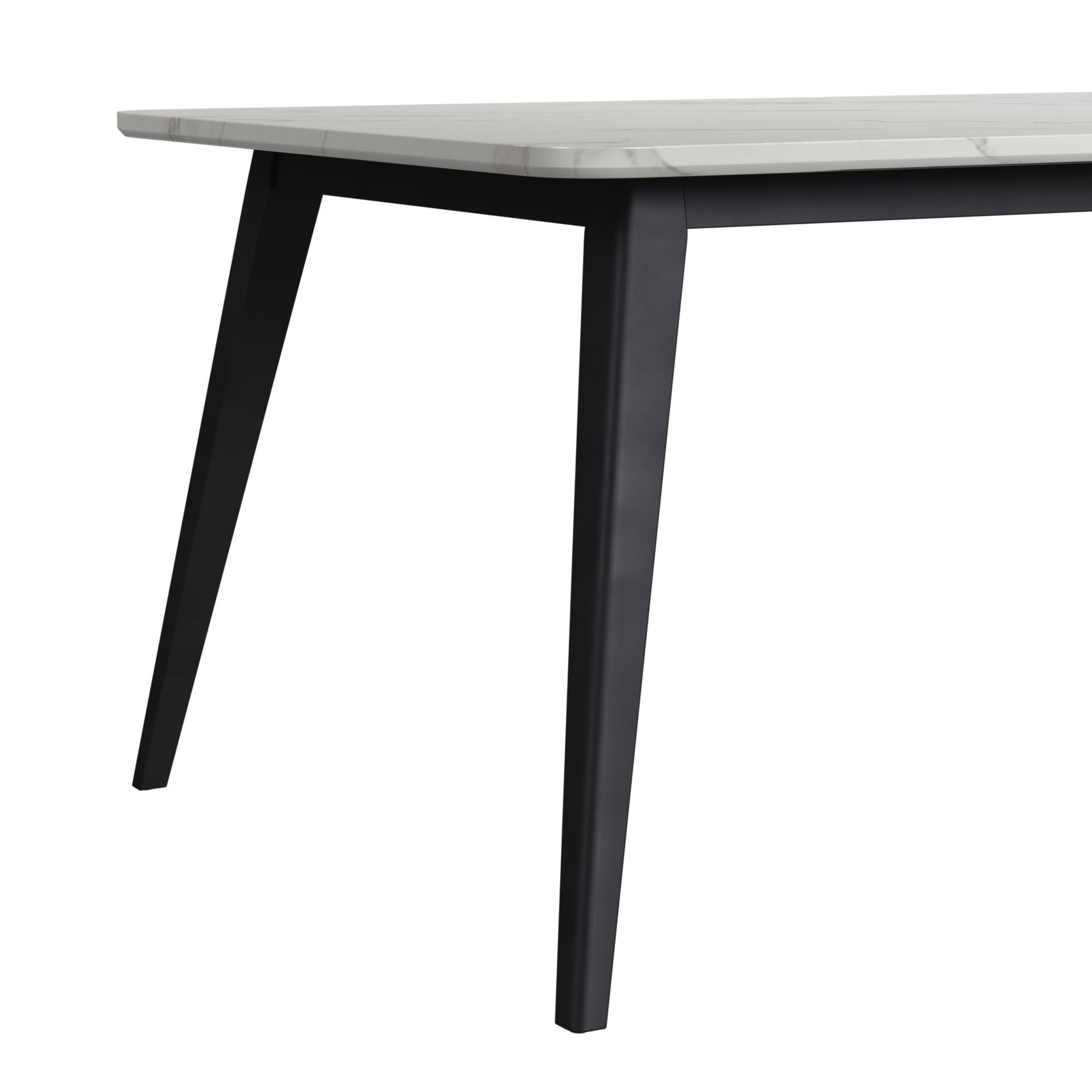 Marlene Dining Table With White Faux Marble Top In Black