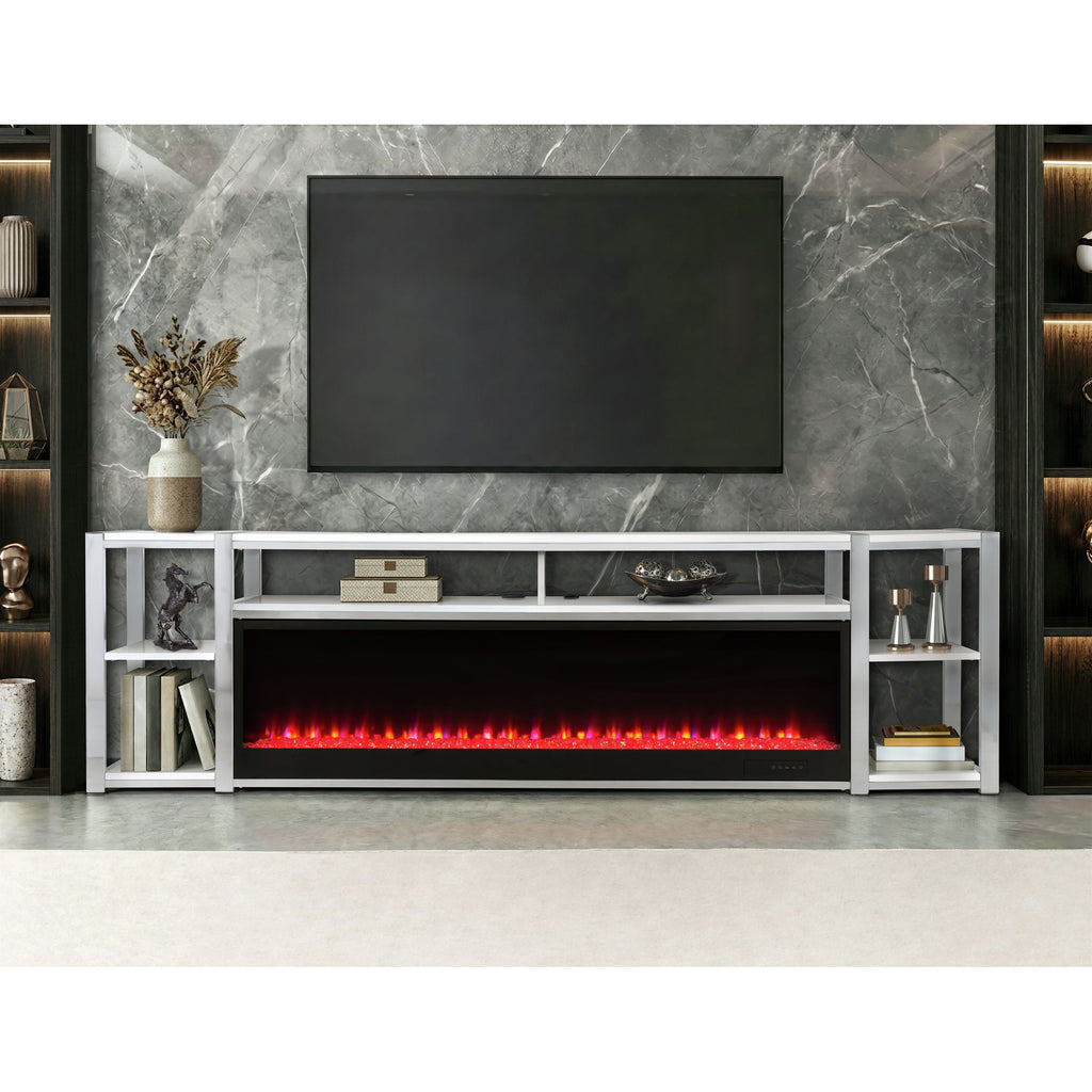 Midway 80" Tv Console With Firelight In White