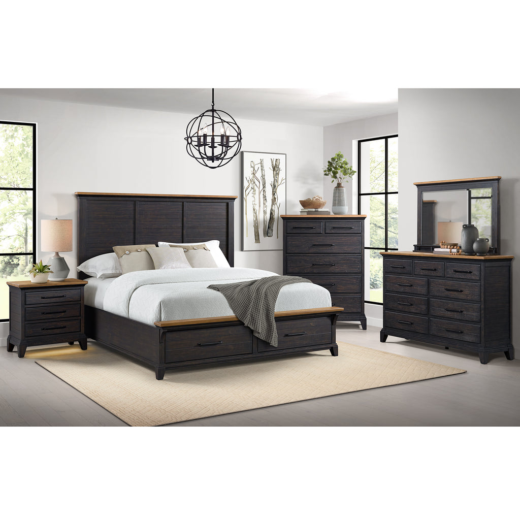 Montrose Nightstand With Charger & Sensor Light In Espresso & Brown