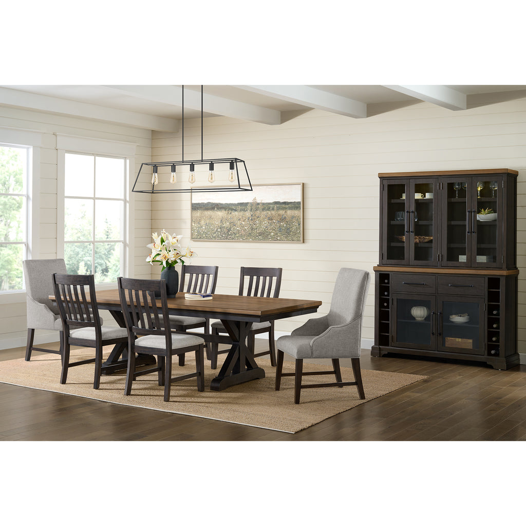 Montrose Dining Host Chair With Light Grey Fabric In Espresso (2 Per Carton)