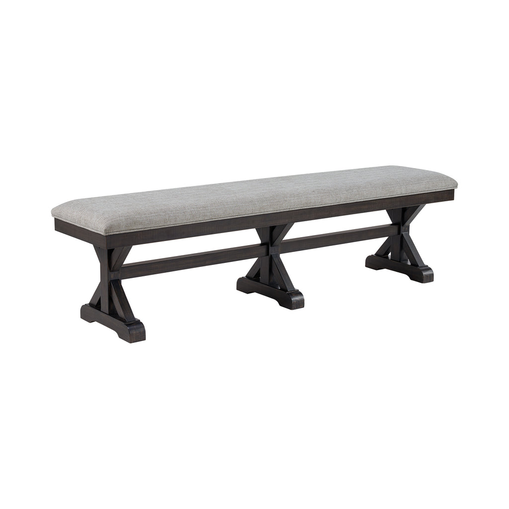Montrose Dining Bench With Light Grey Fabric In Espresso