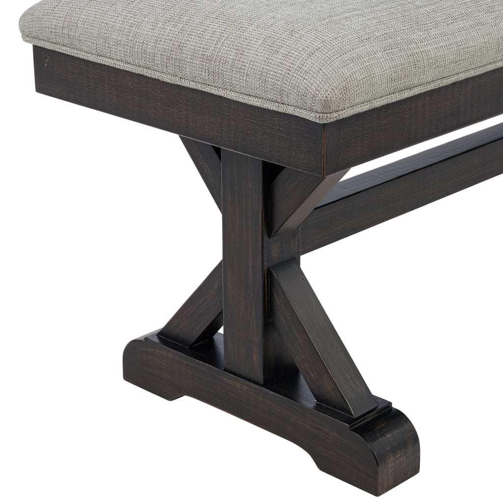 Montrose Dining Bench With Light Grey Fabric In Espresso