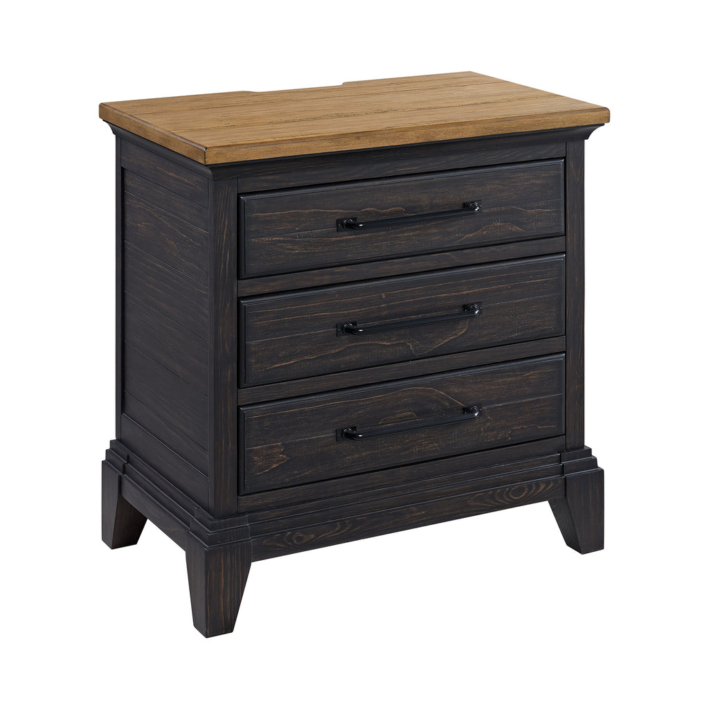 Montrose Nightstand With Charger & Sensor Light In Espresso & Brown