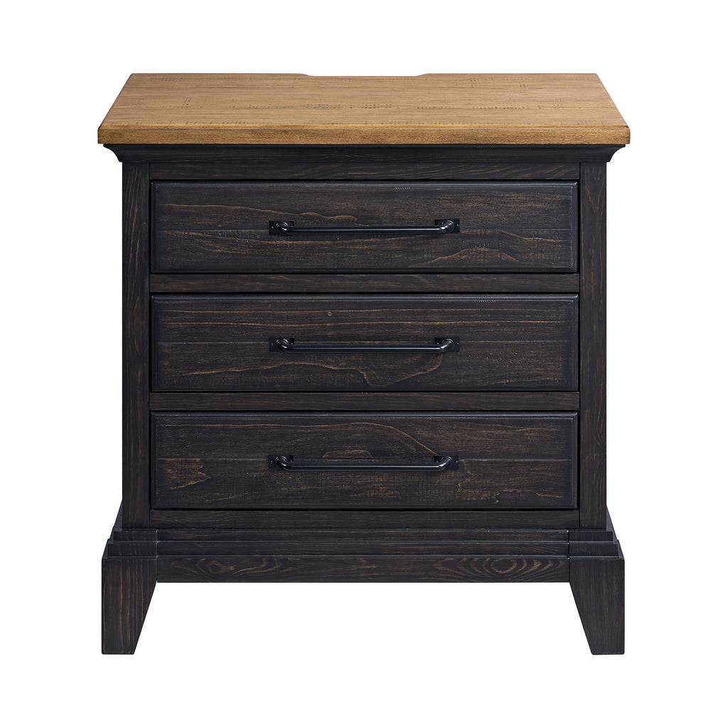 Montrose Nightstand With Charger & Sensor Light In Espresso & Brown