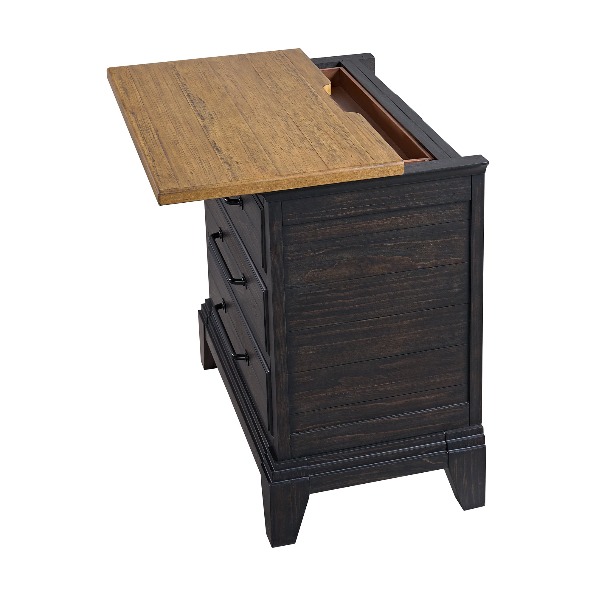 Montrose Nightstand With Charger & Sensor Light In Espresso & Brown