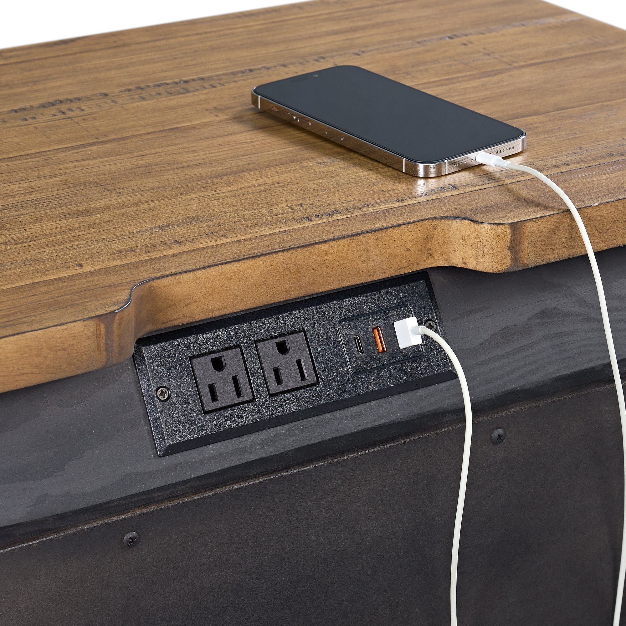 Montrose Nightstand With Charger & Sensor Light In Espresso & Brown