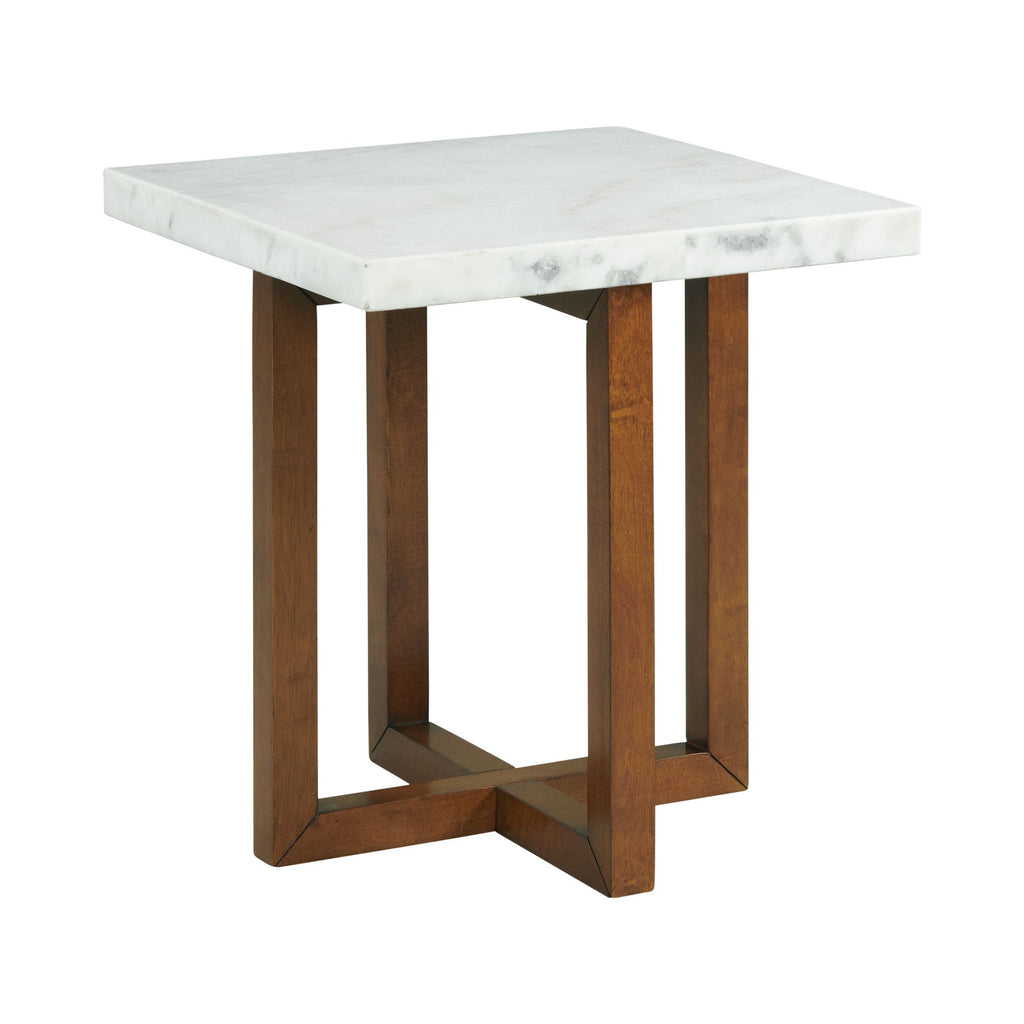 Morris End Table In Espresso w/White Marble Top (3A Packing)