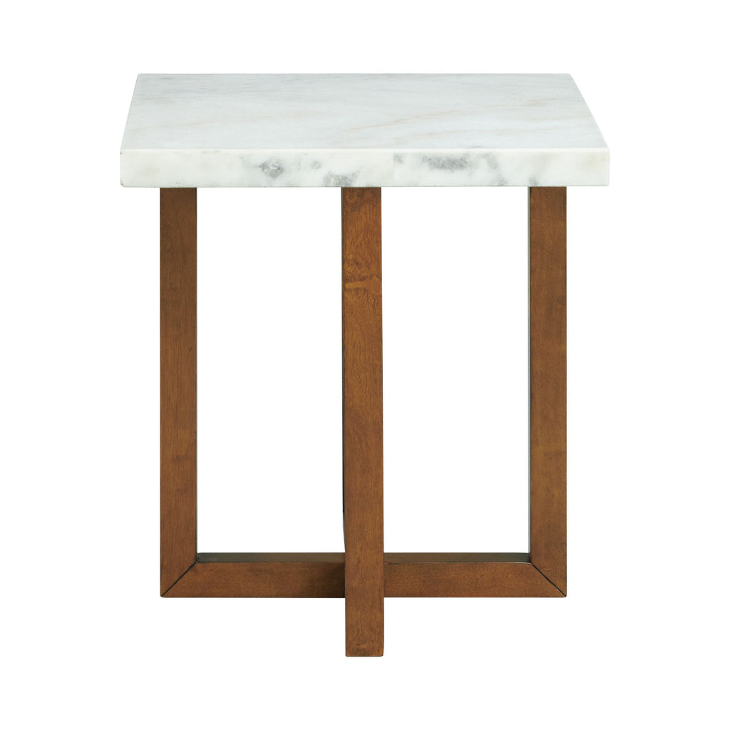 Morris End Table In Espresso w/White Marble Top (3A Packing)