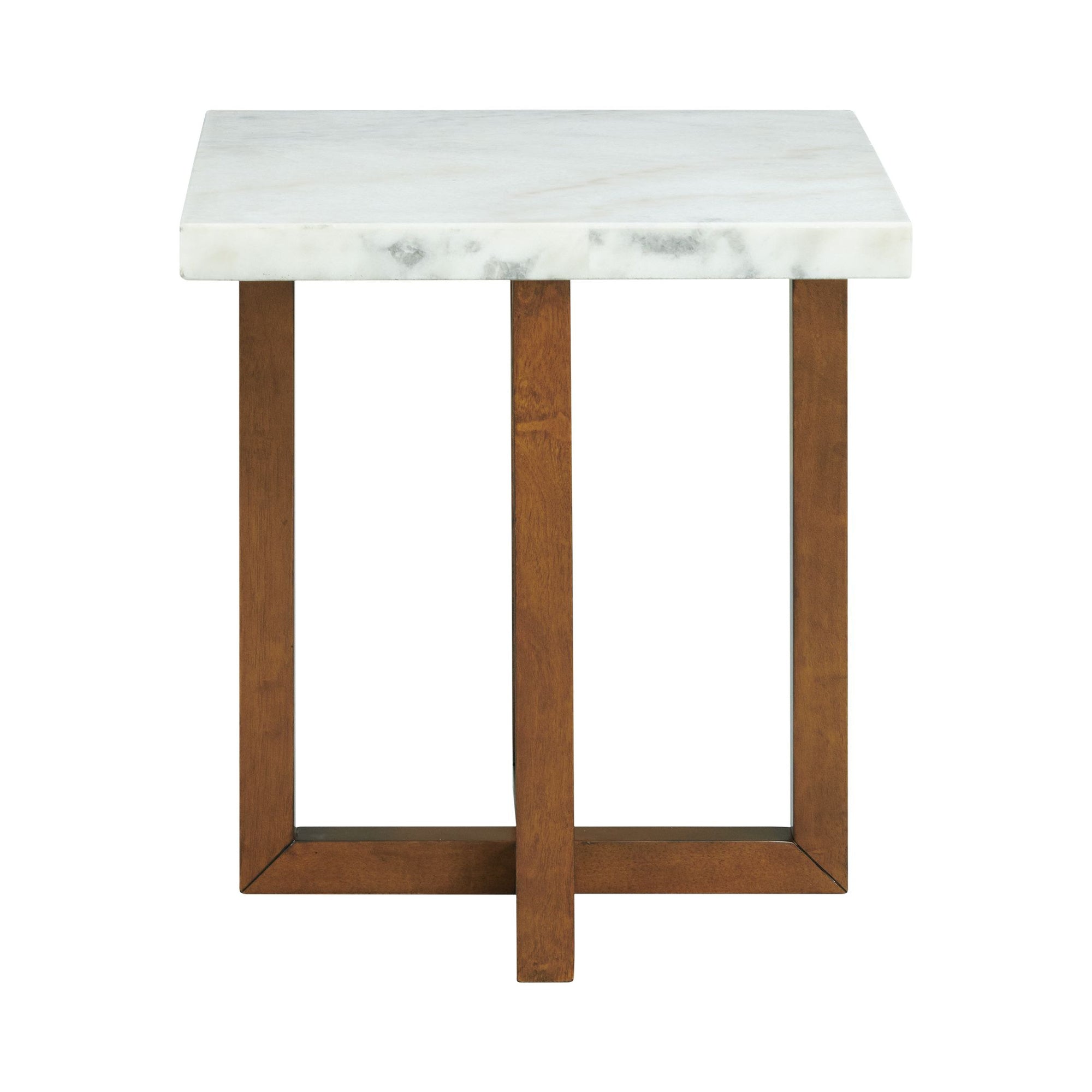 Morris End Table In Espresso w/White Marble Top (3A Packing)
