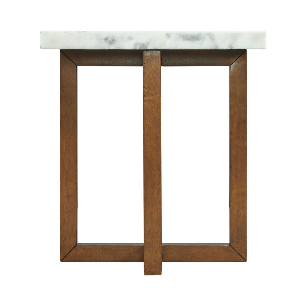 Morris End Table In Espresso w/White Marble Top (3A Packing)