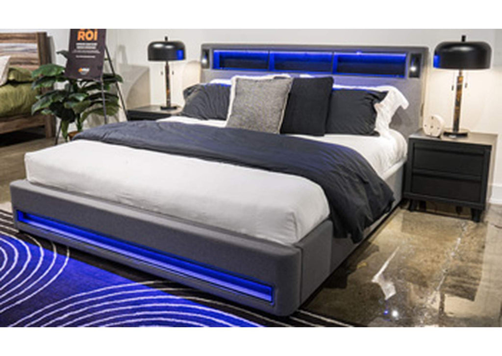 Verishaw Queen Upholstered Bed with Wireless Audio