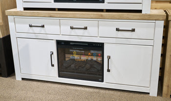 Savonport 73" TV Stand in White/Brown