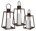 Elmsworth Indoor/Outdoor Lantern (Set of 3) in Brown