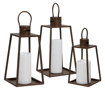 Elmsworth Indoor/Outdoor Lantern (Set of 3) in Brown