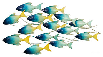 Dullcott Indoor/Outdoor Wall Decor in Blue/Teal/Yellow
