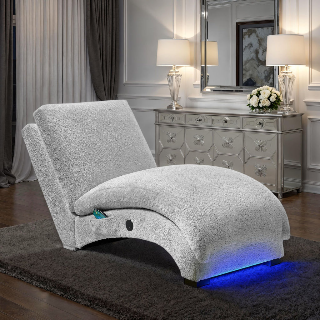 Nori Chaise With Heat Massage, Usbc, Led In Glam Fog