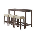Oak Lawn Grey Bar Table Single Pack (Table + 3 Tan Fabric Stools)