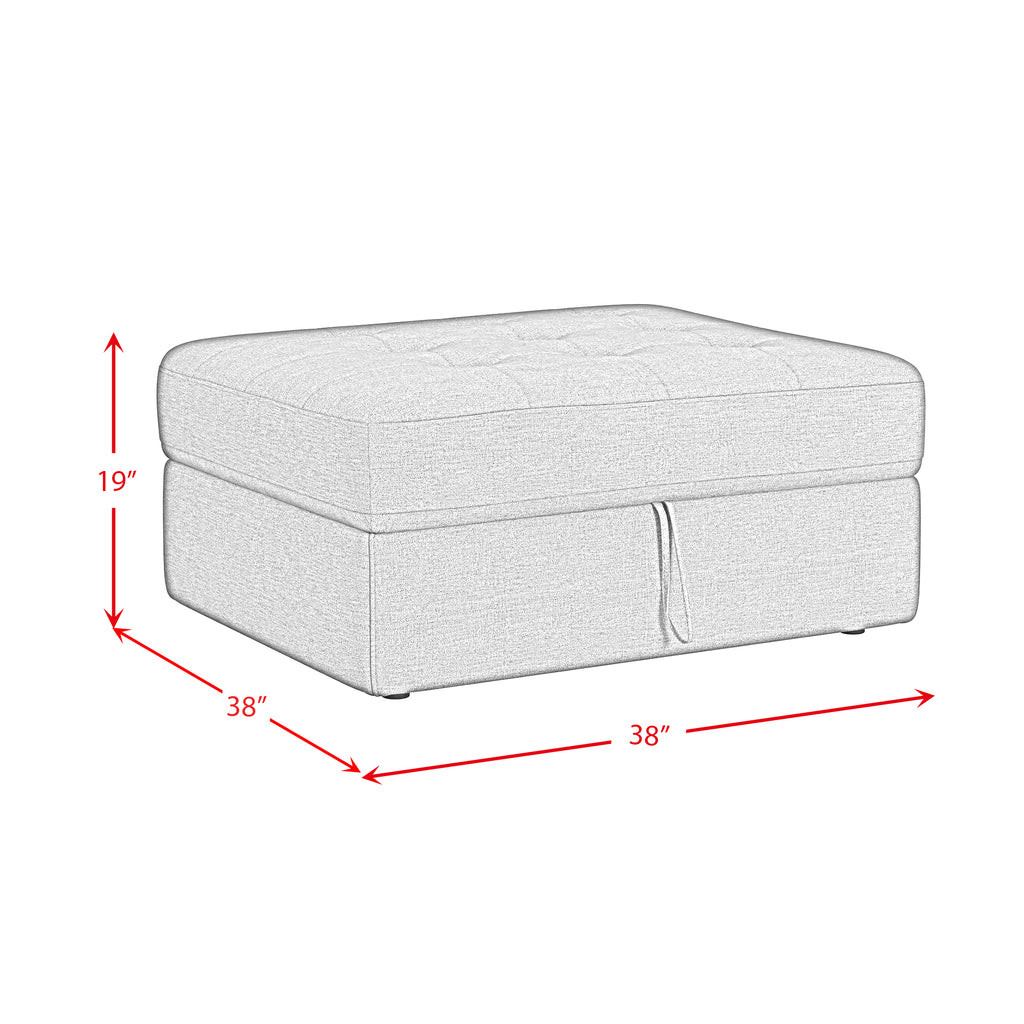 Options One Storage Ottoman In Palmer Plus Ash