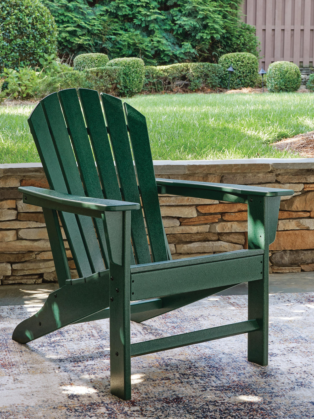 Sundown Shores Adirondack Chair in Green, lifestyle view