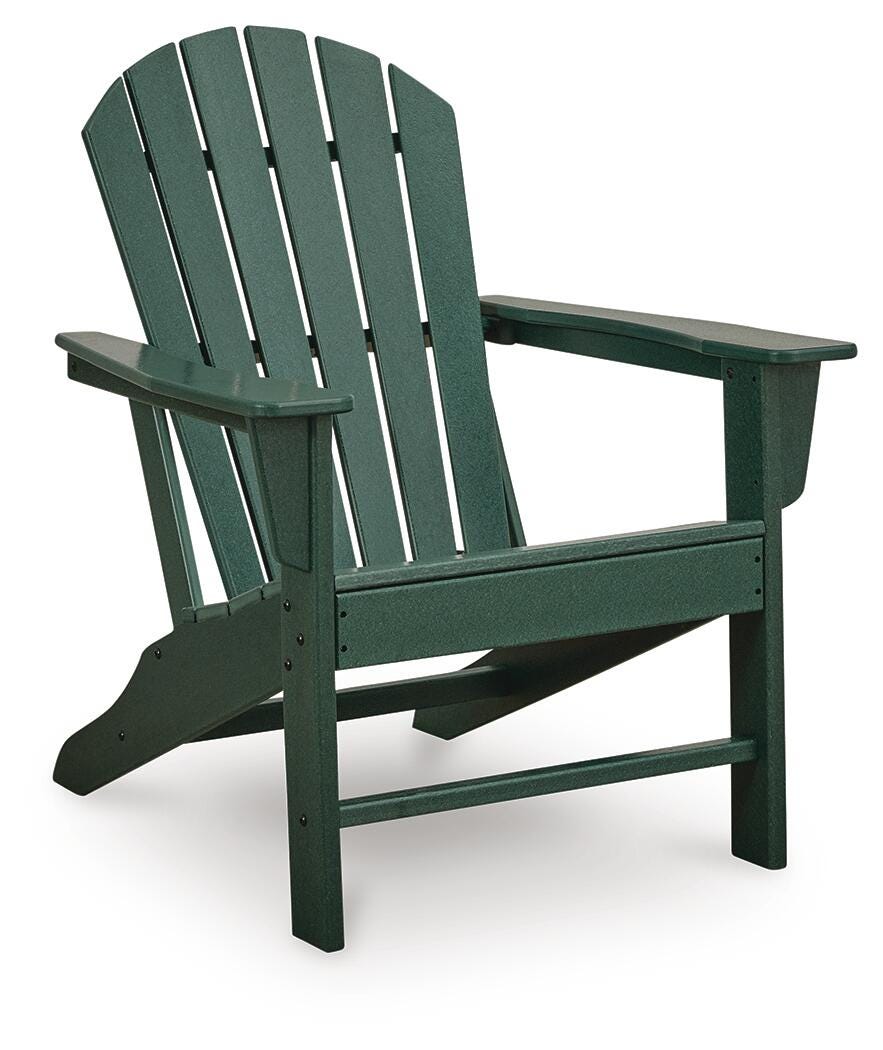 Sundown Shores Adirondack Chair in Green, angle view