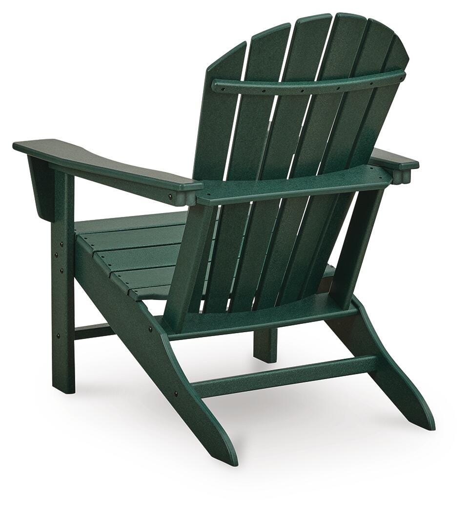 Sundown Shores Adirondack Chair in Green, back view