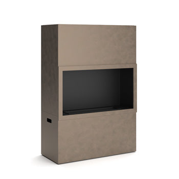 Midnight Mountain Freestanding Fireplace in Light Brown, side view