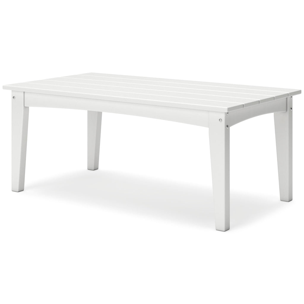Hyland Wave Outdoor Coffee Table in White, angle view