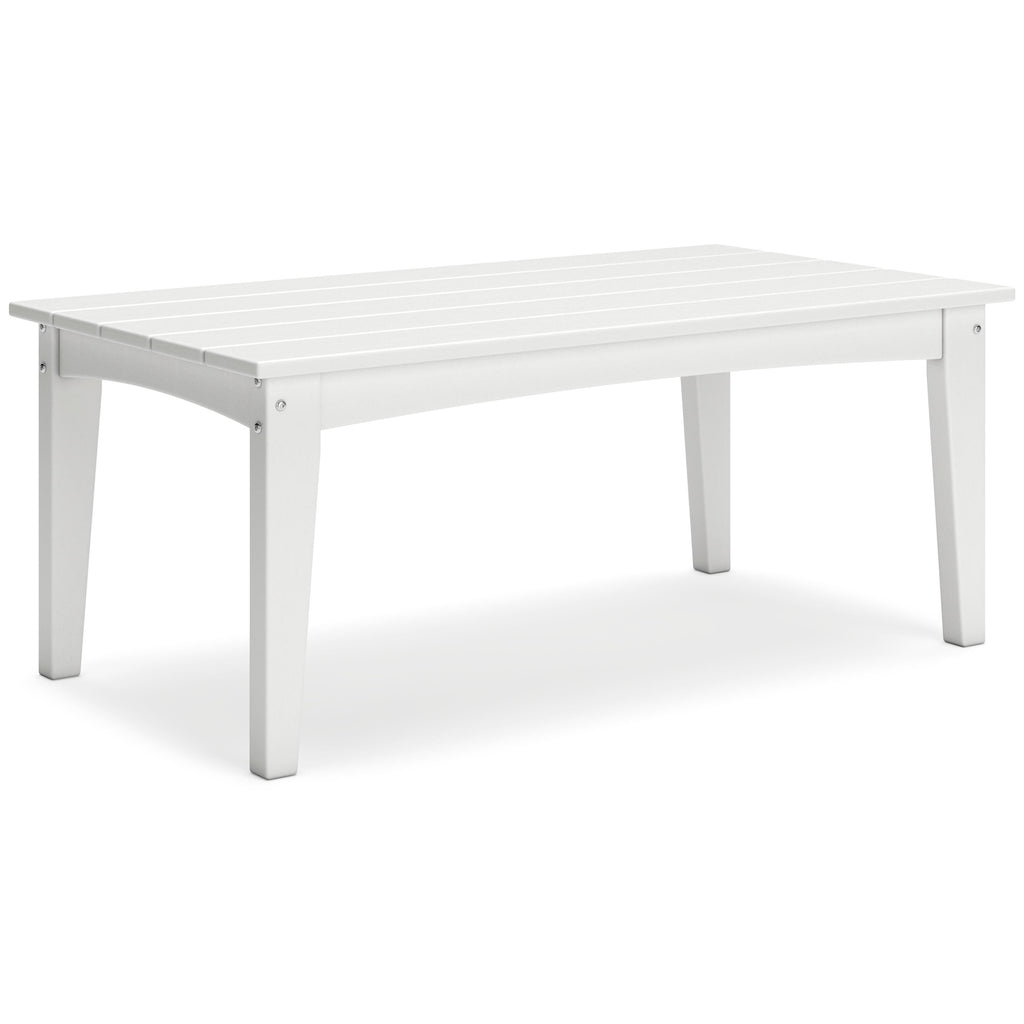 Hyland Wave Outdoor Coffee Table in White, angle view