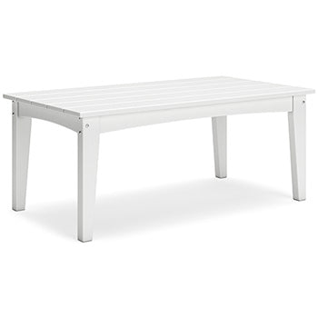 Hyland Wave Outdoor Coffee Table in White, angle view