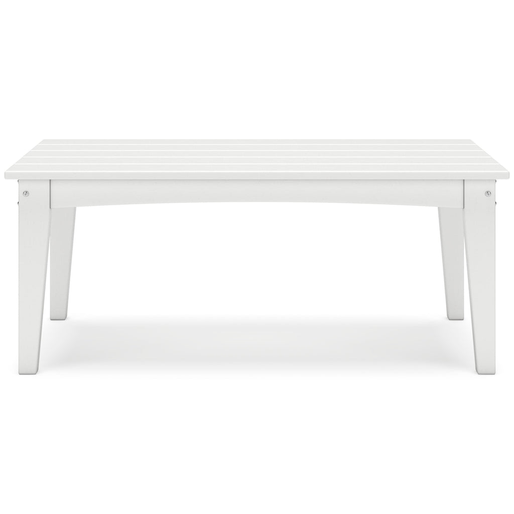 Hyland Wave Outdoor Coffee Table in White, back view