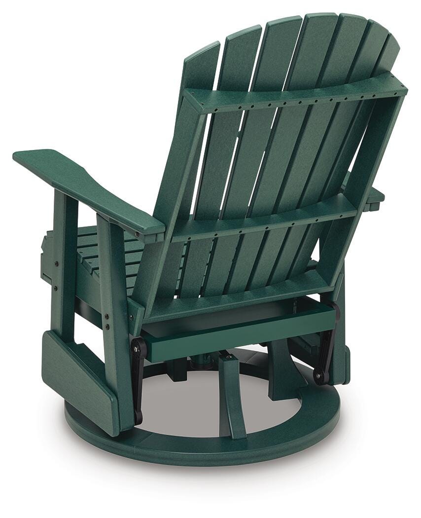 Shell Beach Outdoor Swivel Glider Chair in Green, back view