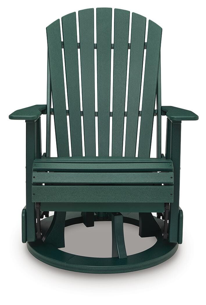 Shell Beach Outdoor Swivel Glider Chair in Green, front view